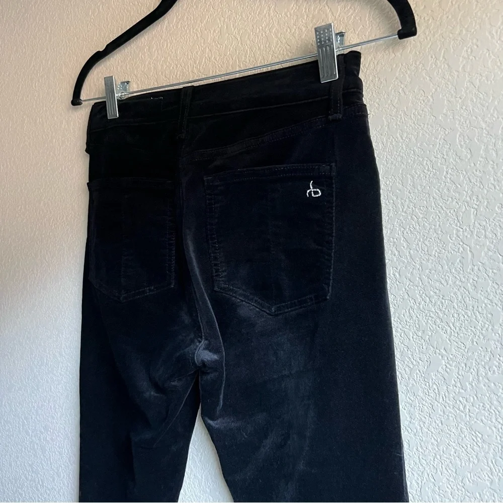 Rag & Bone Nina High Rise Ankle Skinny Black Velvet Pants Size 26